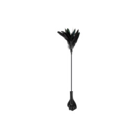 Cravache main noire bdsm avec plumes noires 